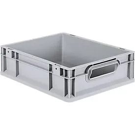 Schäfer Shop Pure Eurobox Serie Economy, Griffe offen, Kunststoff, B 400 x T 300 x H 120 mm, 11 l, grau