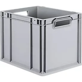 Schäfer Shop Pure Eurobox Serie Economy, Griffe offen, Kunststoff, B 400 x T 300 x H 320 mm, 30 l, grau