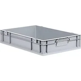 Schäfer Shop Pure Eurobox Serie Economy, Griffe geschlossen, Kunststoff, B 600 x T 400 x H 120 mm, 23 l, grau