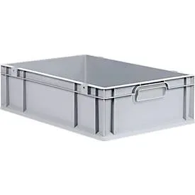 Schäfer Shop Pure Eurobox Serie Economy, Griffe geschlossen, Kunststoff, B 600 x T 400 x H 170 mm, 34 l, grau