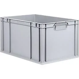 Schäfer Shop Pure Eurobox Serie Economy, Griffe geschlossen, Kunststoff, B 600 x T 400 x H 320 mm, 65 l, grau