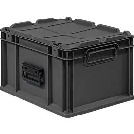 Schäfer Shop Pure Eurokoffer Portable Serie Economy, geschlossen, mit Deckel, Kunststoff, B 400 x T 300 x H 235 mm, 20 l, anthrazit
