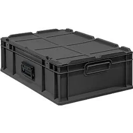 Schäfer Shop Pure Eurokoffer Portable Serie Economy, geschlossen, mit Deckel, Kunststoff, B 600 x T 400 x H 185 mm, 34 l, anthrazit