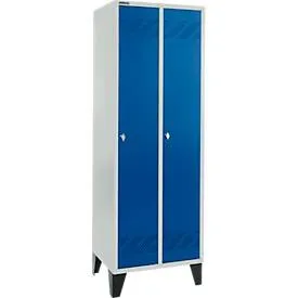 Schäfer Shop Pure Kleiderspind, 2 Abteile, mit Fuss, Drehriegelverschluss, lichtgrau/enzianblau