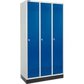 Schäfer Shop Pure Kleiderspind, 3 Abteile, Drehriegelverschluss, lichtgrau/enzianblau