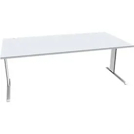 Schäfer Shop Pure Schreibtisch PLANOVA BASIC, Rechteck, C-Fuss, B 2000 x T 1000 x H 717 mm, lichtgrau/weiss + Kabelkanal