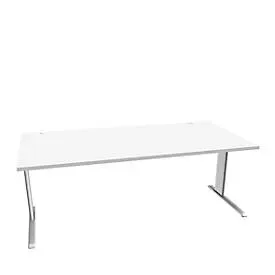 Schäfer Shop Pure Schreibtisch PLANOVA BASIC, Rechteck, C-Fuss, B 2000 x T 1000 x H 717 mm, weiss + Kabelkanal