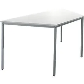 Schäfer Shop Pure Stahlrohrtisch, Trapez, Quadratrohrfuss, B 1600 x T 800 x H 720 mm, weiss/weissaluminium