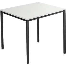 Schäfer Shop Pure Stahlrohrtisch, Quadrat, Quadratrohrfuss, B 800 x T 800 x H 720 mm, lichtgrau/schwarz