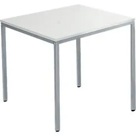 Schäfer Shop Pure Stahlrohrtisch, Quadrat, Quadratrohrfuss, B 800 x T 800 x H 720 mm, lichtgrau/weissaluminium