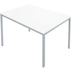 Schäfer Shop Pure Stahlrohrtisch, Rechteck, Quadratrohrfuss, B 1200 x T 800 x H 720 mm, weiss/weissaluminium