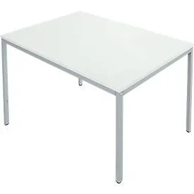 Schäfer Shop Pure Stahlrohrtisch, Rechteck, Quadratrohrfuss, B 1200 x T 800 x H 720 mm, lichtgrau/weissaluminium