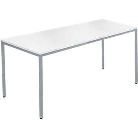 Schäfer Shop Pure Stahlrohrtisch, Rechteck, Quadratrohrfuss, B 1400 x T 800 x H 720 mm, weiss/weissaluminium