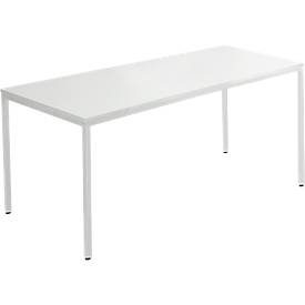 Schäfer Shop Pure Stahlrohrtisch, Rechteck, Quadratrohrfuss, B 1400 x T 800 x H 720 mm, lichtgrau/lichtgrau