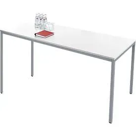 Schäfer Shop Pure Stahlrohrtisch, Rechteck, Quadratrohrfuss, B 1600 x T 700 x H 720 mm, weiss/weissaluminium