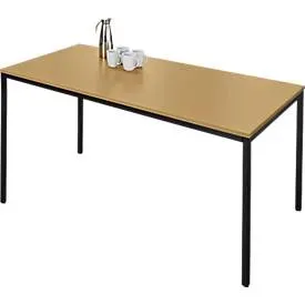 Schäfer Shop Pure Stahlrohrtisch, Rechteck, Quadratrohrfuss, B 1600 x T 700 x H 720 mm, Buche/schwarz