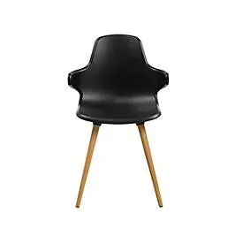 Schalenstuhl Topstar® T 2020, 4-Fuss, desinfektionsmittelbeständig, mit Armlehnen, schwarz/Buche