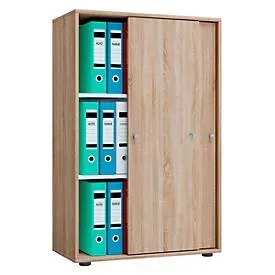 Schiebetürenschrank, aus Holz, abschliessbar, 3 OH, B 700 x T 400 x H 1050 mm, Sonoma Eiche Dekor