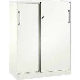 Schiebetürenschrank ASISTO C 3000, 3 Ordnerhöhen, mit Abdeckplatte, Breite 1000 mm, weiss/weiss
