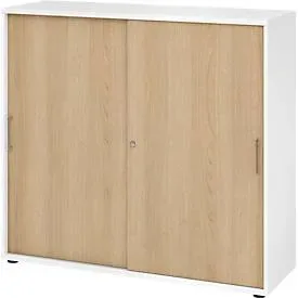 Aktenschrank Office Braun/Weiss Holz 120 cm 40 cm 110 cm - Farbe: Eiche Dekor, weiss - Material: Holzwerkstoff - Aktenschrank