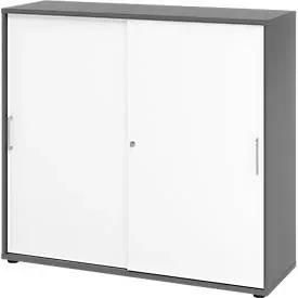 Hammerbacher Schrank V1753S/G/W/BS Grau 120 x 40 x 110 cm