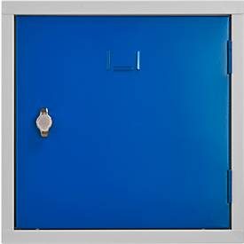 Schliessfach Würfel, Türanschlag rechts, Drehriegelverschluss, erweiterbar, Stahl, Tür enzianblau RAL 5010