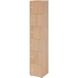 Schliessfachschrank Topas Line, 6 Ordnerhöhen, 6 Fächer, Zahlenschloss, B 400 x T 420 x H 2156 mm, Nussbaum/Nussbaum