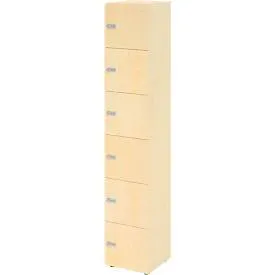Schliessfachschrank Topas Line, 6 Ordnerhöhen, 6 Fächer, Zahlenschloss, B 400 x T 420 x H 2156 mm, Ahorn/Ahorn