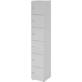 Schliessfachschrank Topas Line, 6 Ordnerhöhen, 6 Fächer, Zahlenschloss, B 400 x T 420 x H 2156 mm, grau/grau