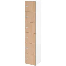 Schliessfachschrank Topas Line, 6 Ordnerhöhen, 6 Fächer, Zahlenschloss, B 400 x T 420 x H 2156 mm, weiss/Eiche