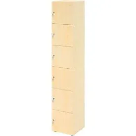Schliessfachschrank Topas Line, 6 Ordnerhöhen, 6 Fächer, Zylinderschloss, B 400 x T 420 x H 2156 mm, Ahorn/Ahorn