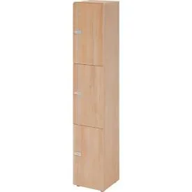 Schliessfachschrank Topas Line, 6 Ordnerhöhen, 3 Fächer, Zahlenschloss, B 400 x T 420 x H 2156 mm, Nussbaum/Nussbaum