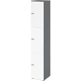 Schliessfachschrank Topas Line, 6 Ordnerhöhen, 3 Fächer, Zahlenschloss, B 400 x T 420 x H 2156 mm, graphit/weiss