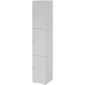 Schliessfachschrank Topas Line, 6 Ordnerhöhen, 3 Fächer, Zylinderschloss, B 400 x T 420 x H 2156 mm, grau/grau