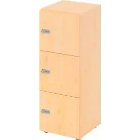 Schliessfachschrank Topas Line, 3 Ordnerhöhen, 3 Fächer, Zahlenschloss, B 400 x T 420 x H 1100 mm, Ahorn/Ahorn