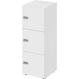Schliessfachschrank Topas Line, 3 Ordnerhöhen, 3 Fächer, Zahlenschloss, B 400 x T 420 x H 1100 mm, weiss/weiss