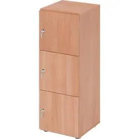 Schliessfachschrank Topas Line, 3 Ordnerhöhen, 3 Fächer, Zylinderschloss, B 400 x T 420 x H 1100 mm, Nussbaum/Nussbaum