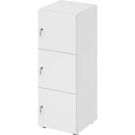Schliessfachschrank Topas Line, 3 Ordnerhöhen, 3 Fächer, Zylinderschloss, B 400 x T 420 x H 1100 mm, weiss/weiss