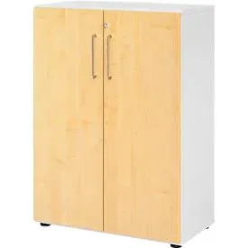 Hammerbacher Schrank V938T3/W/3/BS Weiß 80 x 42 x 110 cm