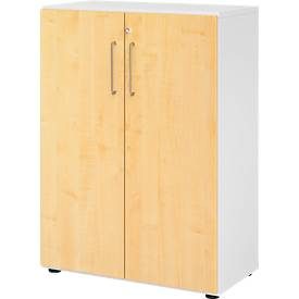 Hammerbacher Schrank V938T3/W/3/BS Weiß 80 x 42 x 110 cm