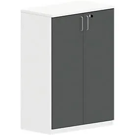 Schrank NEVADA, B 800 x T 445 x H 1155 mm, weiss/dunkelgrau