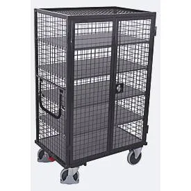 Schrankwagen, Stahl/MDF-Platte, Anthrazitgrau/dunkelgrau, 5 Etagen, 1045 x 685 mm, Dach und Doppelflügeltür, abschliessbar, EasySTOP, bis 500 kg