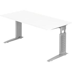 Hammerbacher Schreibtisch US16 Silber, Weiß 1.600 x 800 x 680 x 680 - 860 mm