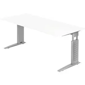 Hammerbacher Schreibtisch US19 Silber, Weiß 1.800 x 800 x 680 x 680 - 860 mm