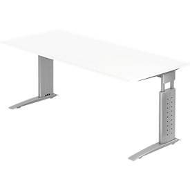 Hammerbacher Schreibtisch US19 Silber, Weiß 1.800 x 800 x 680 x 680 - 860 mm