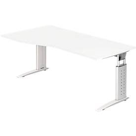 Hammerbacher Freiform Höhenverstellbar Sitz-Stehschreibtisch Holz, Metall Weiss 1'800 x 800 x 680 mm
