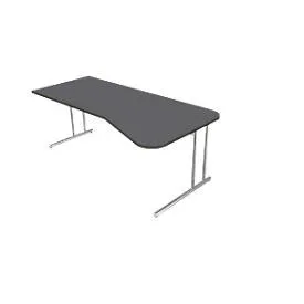 Schreibtisch Toledo, höhenverstellbar, Freiform, Ansatz rechts/links, C-Fuss, B 1950 x T 800/1000 mm, anthrazit