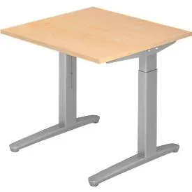 Schreibtisch Office Holz 80 cm Höhenverstellbar (manuell) - Farbe: Ahorn - Material: Holzwerkstoff - Schreibtisch