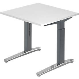 Schreibtisch Office Weiss Holz 80 cm Höhenverstellbar (manuell) - Material: Holzwerkstoff - Schreibtisch
