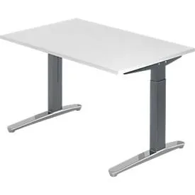 Schreibtisch Office Weiss Holz 120 cm Höhenverstellbar (manuell) - Material: Holzwerkstoff - Schreibtisch